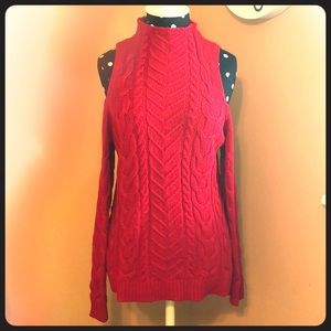 Cold-shoulder mock-neck sweater